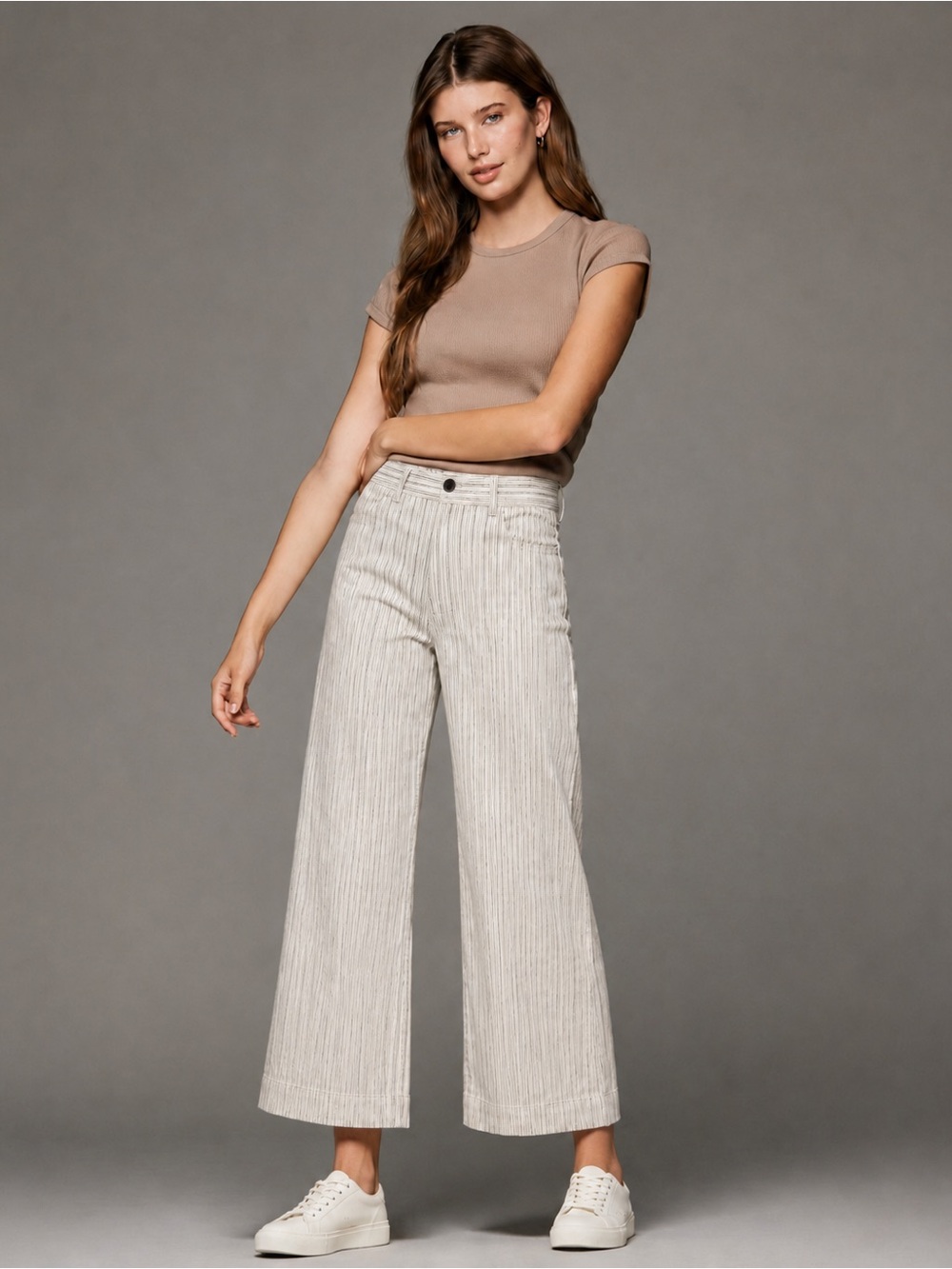 Rebecca Taylor Striped Wide Leg Crop Jeans Size 4 High Rise Sailor Pants